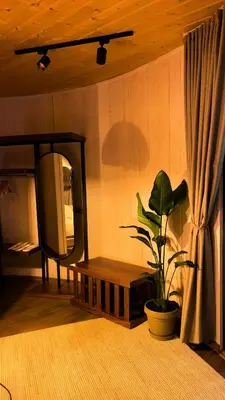 a room with a mirror and a potted plant at Dream River Sapanca in Sapanca