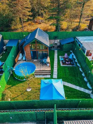an overhead view of a house with a tent at Sapancaacarkonaklama in Sapanca