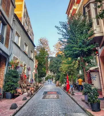 a cobblestone street in a city with buildings at NOLD Suite in Istanbul