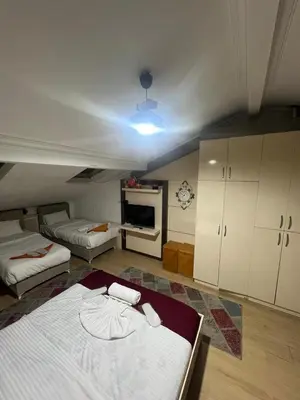 a room with two beds and a tv in it at Taksim Pera Premium Gold Hotel in Istanbul