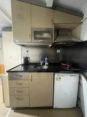 a small kitchen with a sink and a microwave at Taksim Pera Premium Gold Hotel in Istanbul