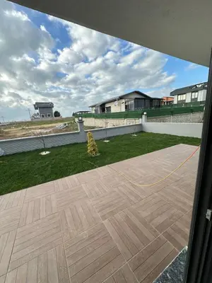 a view of a patio with a basketball court at Villa life in Gümüşyaka