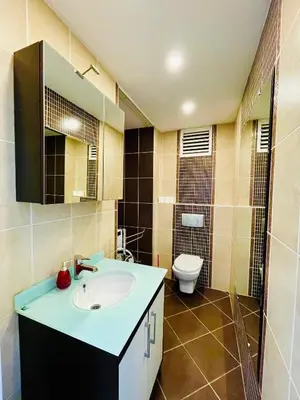 a bathroom with a sink and a toilet at ekinci cihangir in Istanbul