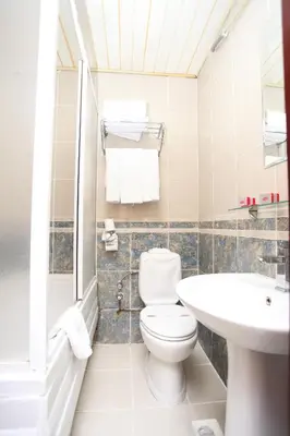 a bathroom with a toilet and a sink at Turvan Hotel in Istanbul