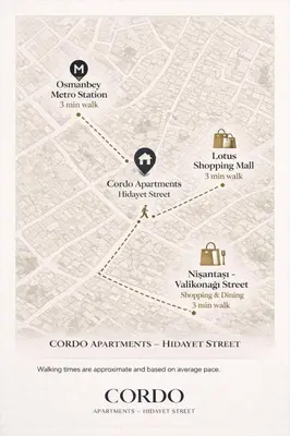 a map of the cudud antiquessenal street at Prime Nişantaşı 2BR Flat 3-Min Walk to Metro in Istanbul