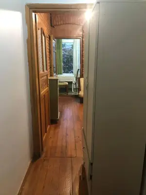 a hallway of a house with a wooden floor at Suite with a kitchen near istiklal street in Istanbul