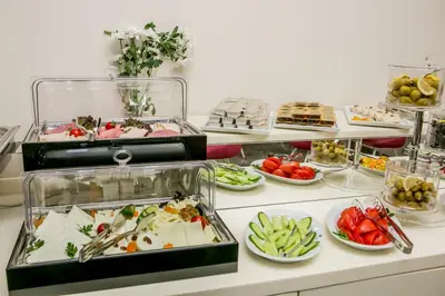a buffet line with many different types of food at Babil Hotel in Istanbul