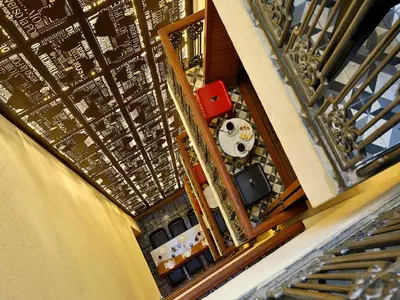 a view of a room with a tv in a building at Sanat Boutique Hotel Pera in Istanbul