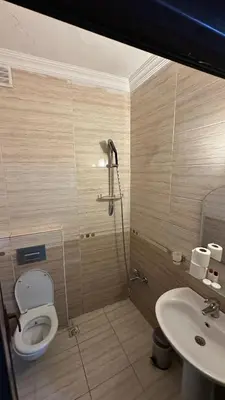 a bathroom with a toilet and a sink at Sophia bukalemoon apartment in Istanbul