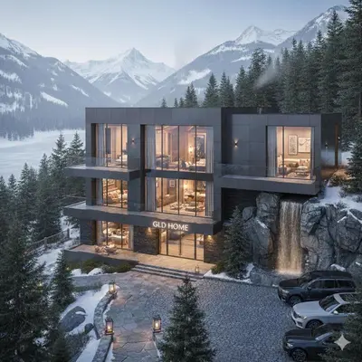 a house on a hill with a waterfall at GLD Home in Sapanca