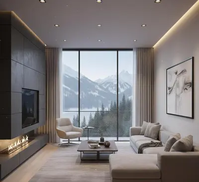 a living room with a couch and a fireplace at GLD Home in Sapanca