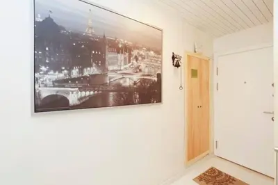 a wall with a picture of a city on it at Newly-renovated apartment 1 in Istanbul