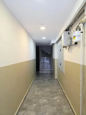 a long hallway with a staircase in a building at Birru Suites in Istanbul