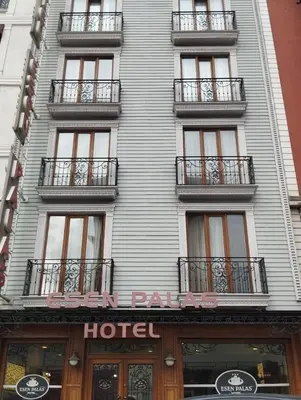 a hotel building with a hotel sign in front of it at ESEN PALAS otel in Istanbul