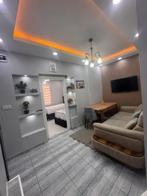 a living room with a couch and a table at WhiteBird Apartments in Istanbul