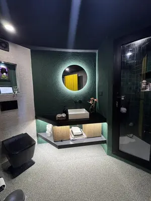 a bathroom with a sink and a mirror at Baraka 1 in İznik