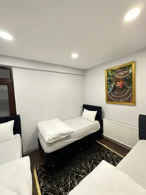 a room with two beds and a painting on the wall at Ekinci Plaza in Istanbul