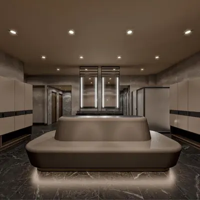 a dressing room with a large bed in the middle at Grand Cevahir Hotel Convention Center in Istanbul