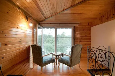 a dining room with a table and two chairs at Agva Nehir Evi - Adult Only in Agva