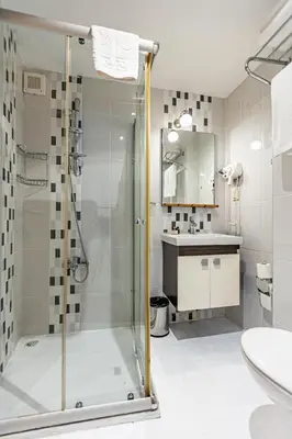 a bathroom with a shower and a sink at Elasophia Hotel in Istanbul