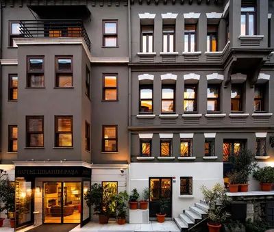 a facade of a building with a store at Hotel Ibrahim Pasha in Istanbul