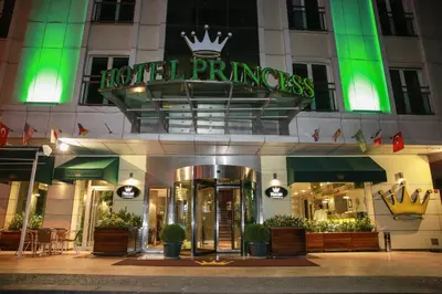 a hotel entrance with a sign that reads hotel princess at Boutique Princess Hotel in Istanbul
