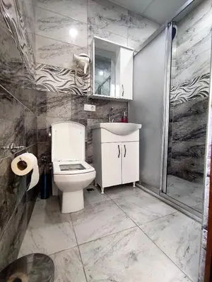 a bathroom with a toilet and a sink and a shower at Grafen House in Istanbul