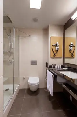 a bathroom with a toilet and a sink and a shower at Nippon Hotel in Istanbul