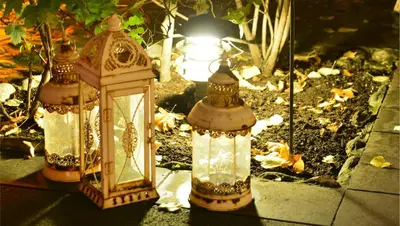 a group of lanterns sitting on the ground at Kitapevi Hotel in Bursa