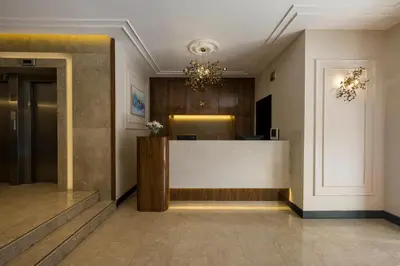 a lobby with a reception desk in a building at Continental Hotel Pera in Istanbul