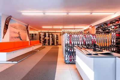 a store with a bunch of skis on display at Monte Baia Uludağ in Uludag
