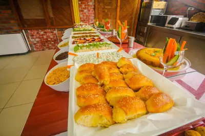 a long buffet of food on a table at Venue Hotel Istanbul Old City in Istanbul
