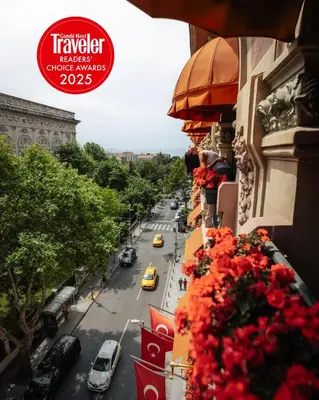 a view from a building with flowers on a balcony at Park Hyatt Istanbul - Macka Palas in Istanbul