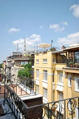a balcony with a view of a city at Side Hotel in Istanbul