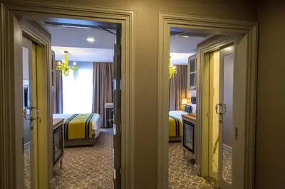a view of a hotel room with two beds at Homelike Hotel in Istanbul