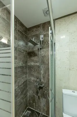 a bathroom with a shower and a toilet at Bursa Grand Family HOTEL in Bursa
