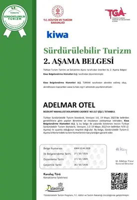 a green and white menu for a restaurant at Adelmar Hotel Istanbul Sisli in Istanbul