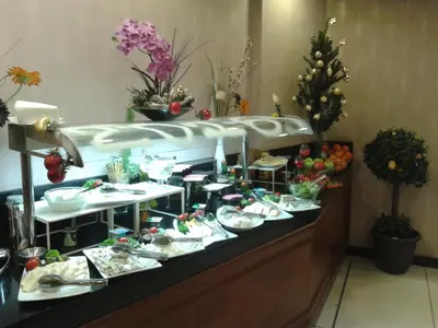 a buffet in a hotel room with christmas food at Tugcu Hotel Select in Bursa