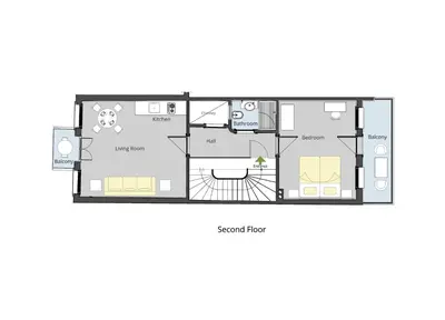a floor plan of a small apartment at Catirga Konak Apartments in Istanbul