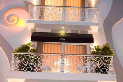 a balcony with a wrought iron railing in a building at Hypnos Design Hotel in Istanbul