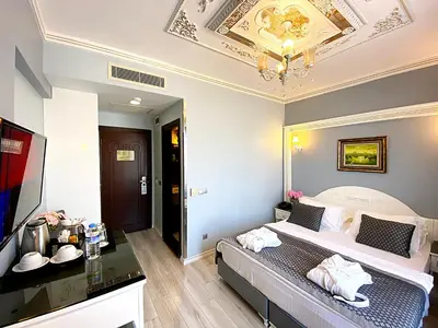 a hotel room with a bed and a television at Gülhanepark Hotel & Spa in Istanbul