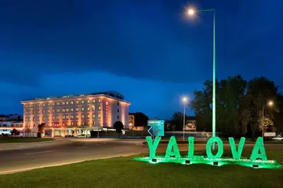 a sign that says yala in front of a building at Ramada by Wyndham Yalova in Yalova