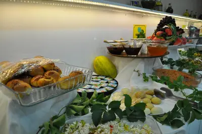 a buffet with many different types of food on display at Odrys Beach Hotel & Resort in Tekirdag