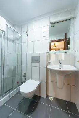a bathroom with a toilet and a sink at Sultanahmet Cesme Hotel in Istanbul