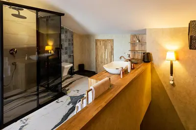 a bathroom with a tub and a sink and a shower at Sublime Porte Hotel in Istanbul