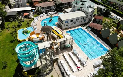 an overhead view of a pool with a water park at Sapanca Aqua Wellness Spa Hotel in Sapanca