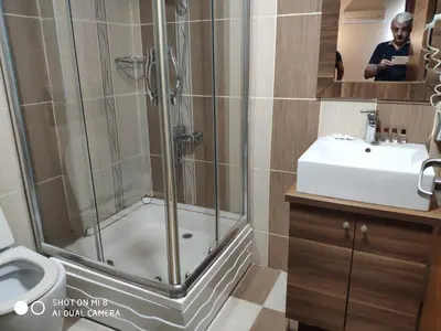 a bathroom with a shower and a sink at Hotel Bazaar in Istanbul