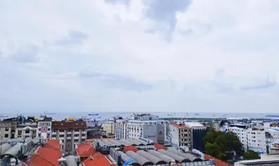 a city skyline with buildings and a cloudy sky at Hotel Süreyya in Istanbul
