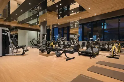 a gym with treadmills and cardio equipment in a building at TRYP by Wyndham Istanbul Basın Ekspres in Istanbul
