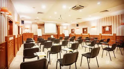 a large room with desks and chairs in it at Seminal Hotel Taksim in Istanbul
